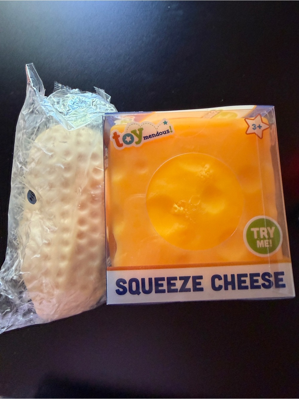 Lot of 3 New Jumbo Squishy Peanut Squeeze Cheese Nee Doh Nice Cube Toymendous - Picture 2 of 7